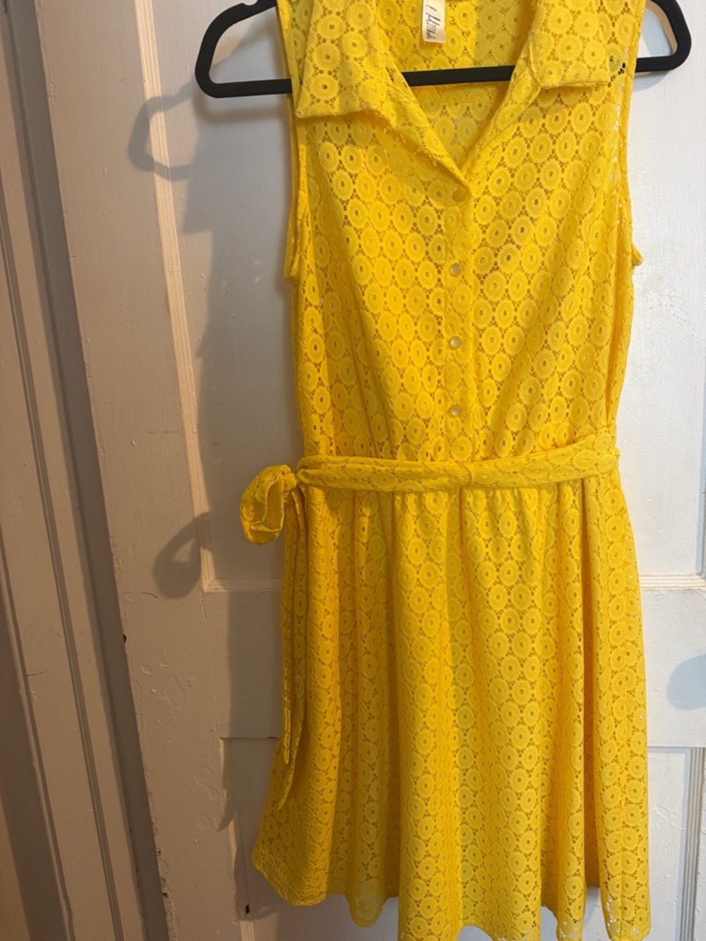 Emma & Michele Bright Yellow Lace Sleeveless Dress